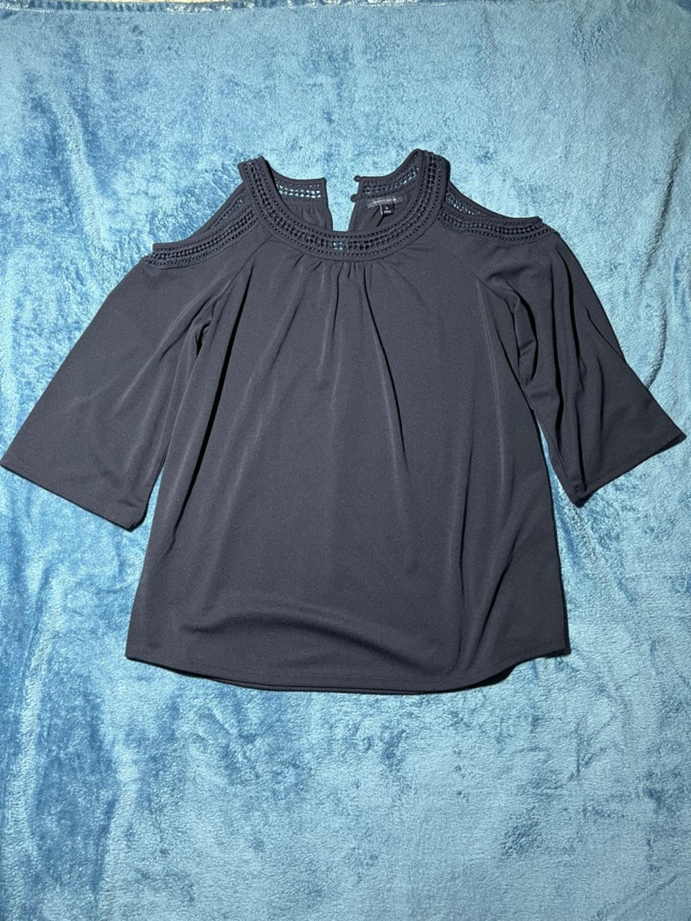 Tommy Hilfiger Cold Shoulder Navy Blue Blouse - Size M